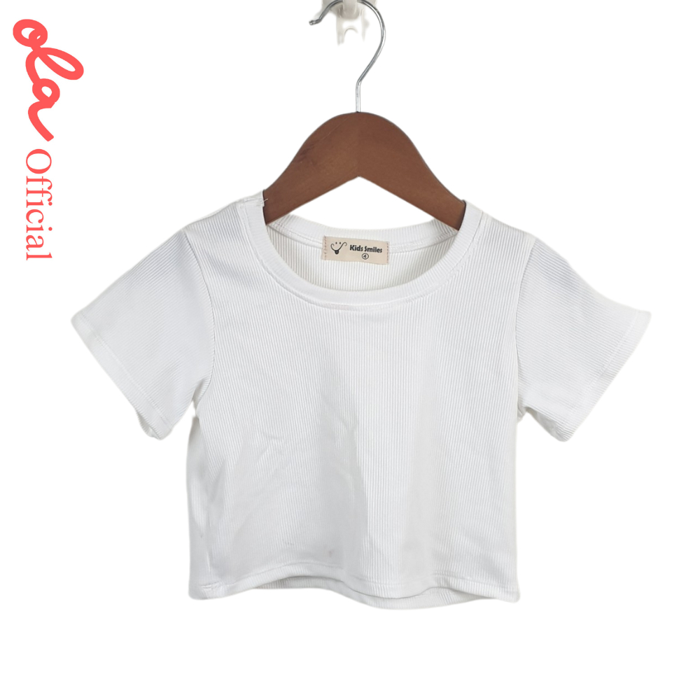Áo thun tay ngắn cho bé gái kiểu trơn màu cực xinh