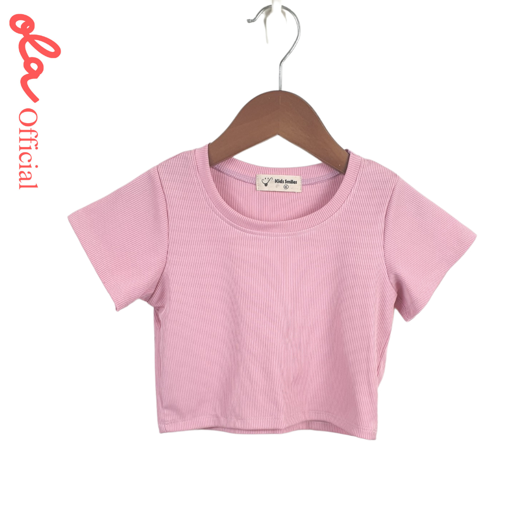 Áo thun tay ngắn cho bé gái kiểu trơn màu cực xinh