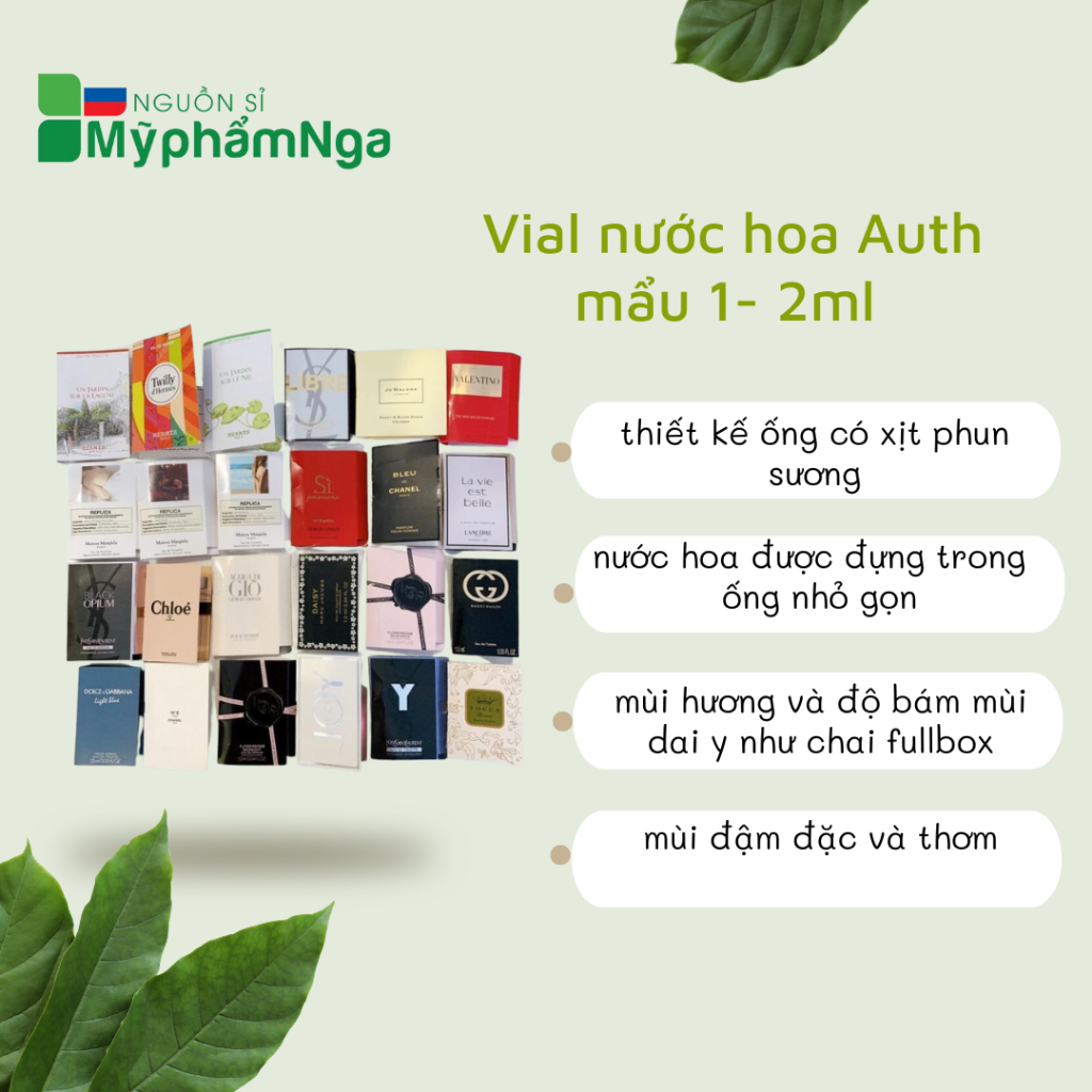 Vial nước hoa Auth mẩu 1- 2ml - Mẫu thử nước hoa các hãng các mùi (giá mềm nhất thị trường)