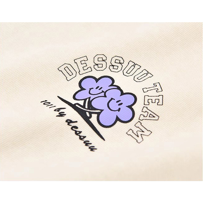 Áo phông Dessuu ngắn tay cổ tròn màu kem chất liệu cotton