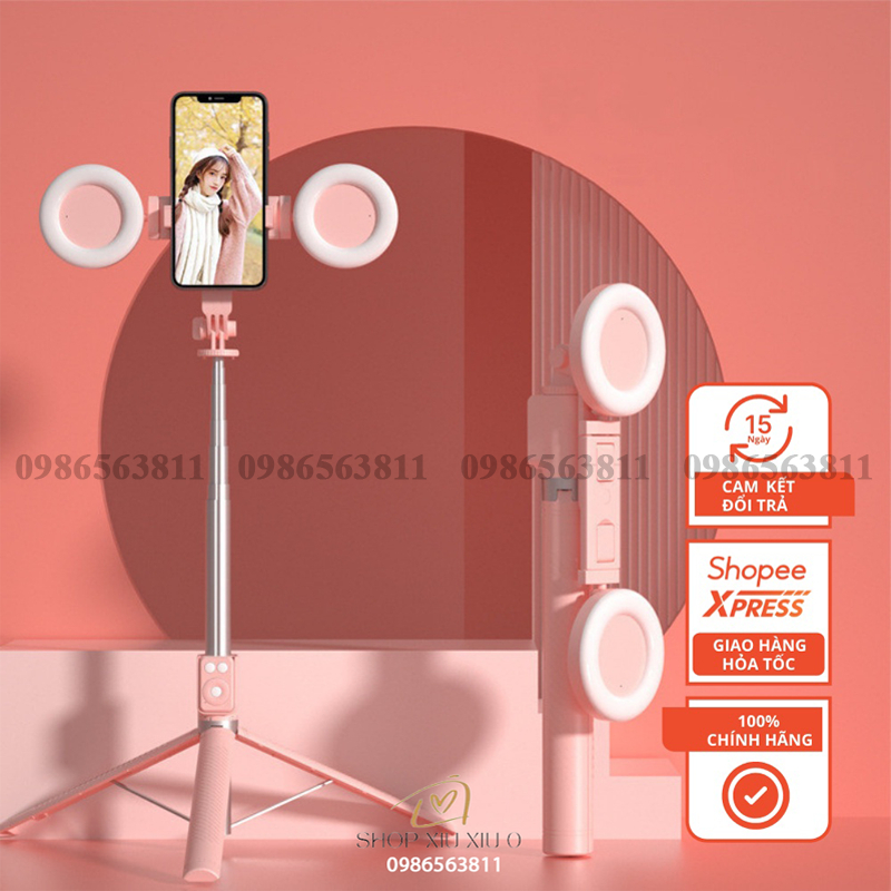 Gậy Selfie Đa Năng T12 Cao Cấp Đèn Đôi 1.7M Không Rung Bluetooth Điều Khiển Từ Xa Chân Máy Phát Sóng Trực Tiếp