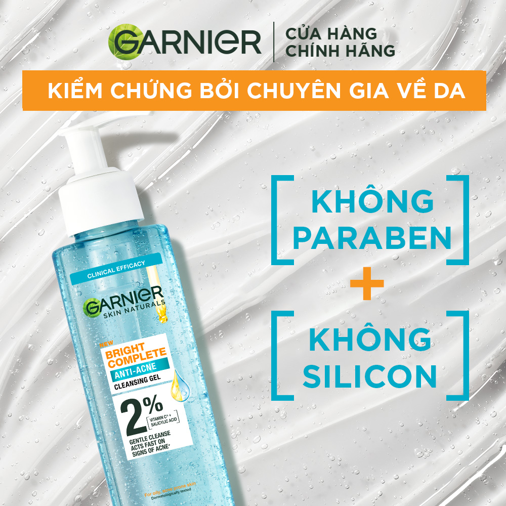 Sữa rửa mặt dạng gel sạch thoáng dịu nhẹ Garnier 2% [BHA, Vitamin C] cho da dầu mụn 120ml | BigBuy360 - bigbuy360.vn