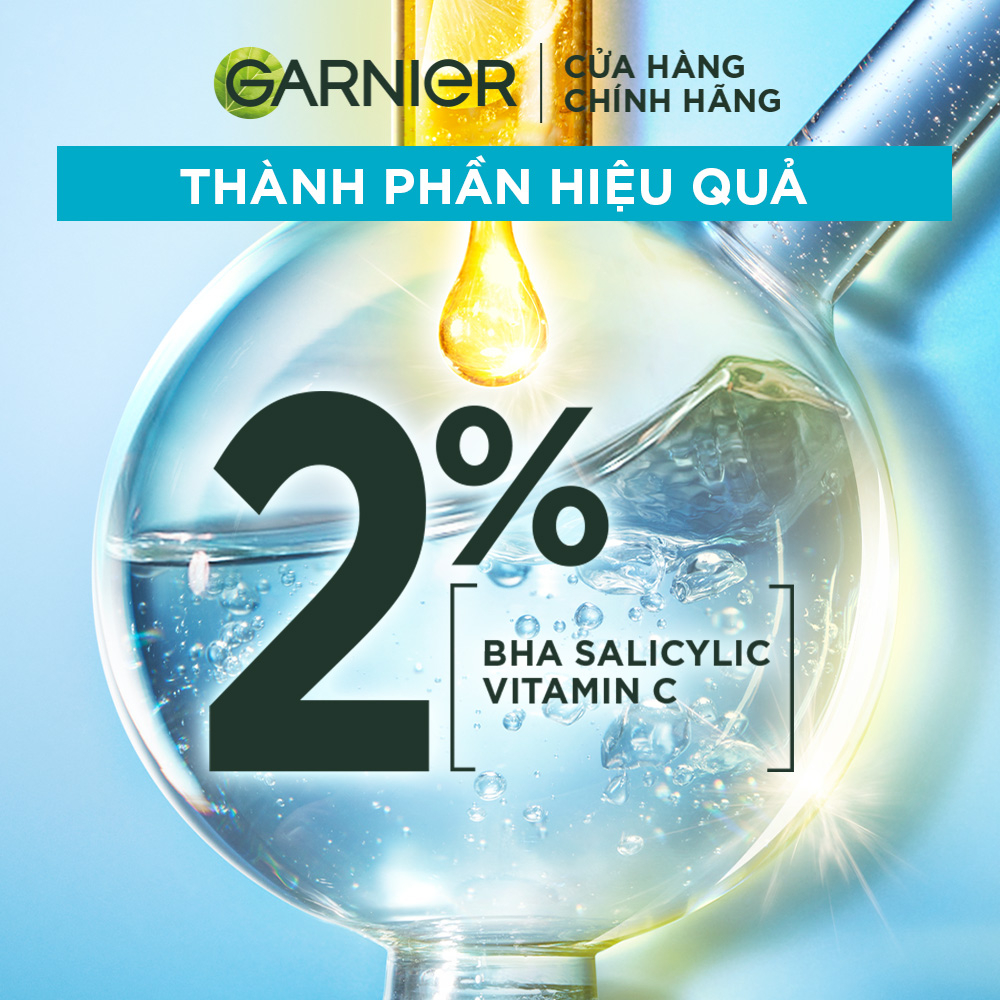 Sữa rửa mặt dạng gel sạch thoáng dịu nhẹ Garnier 2% [BHA, Vitamin C] cho da dầu mụn 120ml | BigBuy360 - bigbuy360.vn