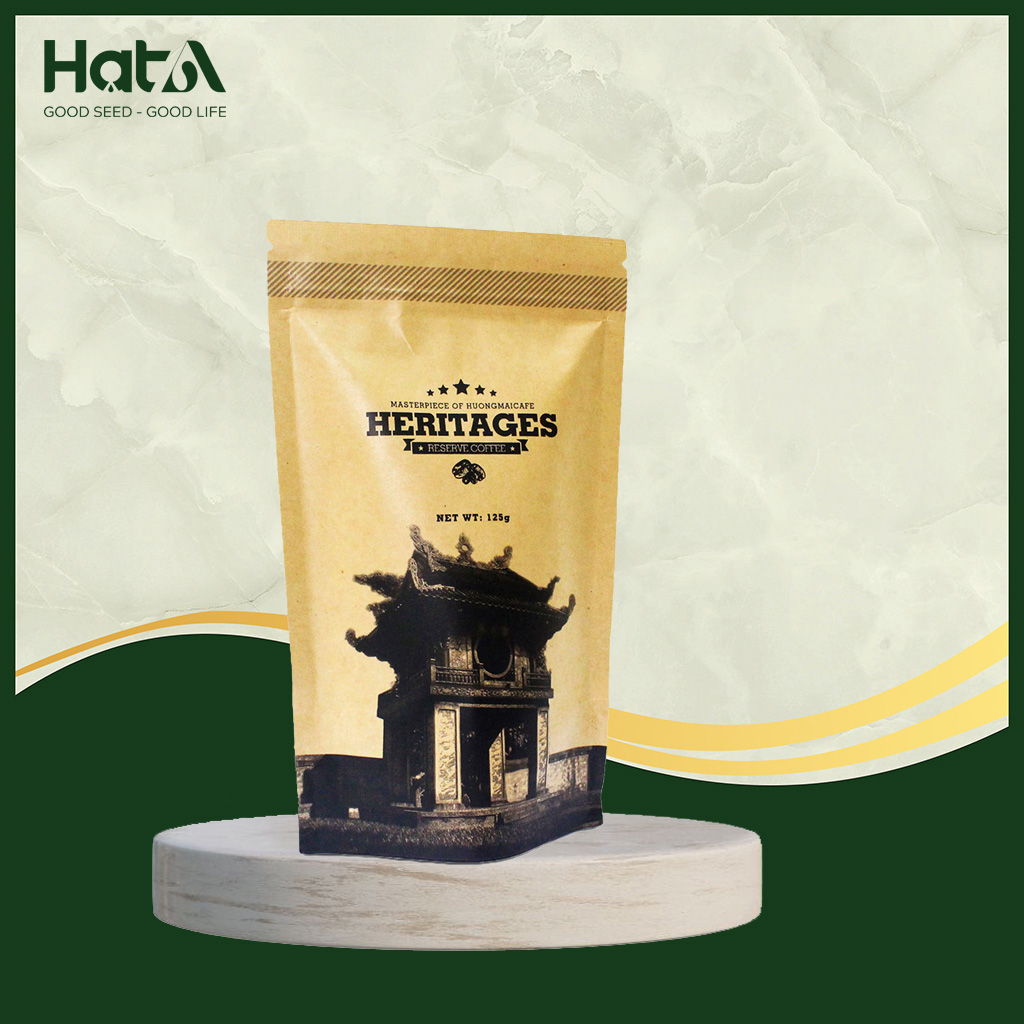 Cà phê chồn cao cấp Heritages Coffee Kraft Bag Hương Mai Cafe 100% hạt Robusta nguyên chất 125gr