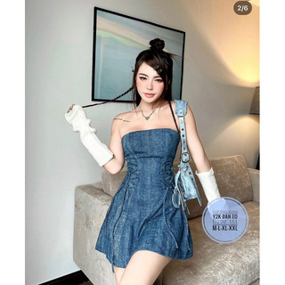 [N.T BIGSIZE]  💕 ĐẦM WAS JEANS CUP NGỰC 💕