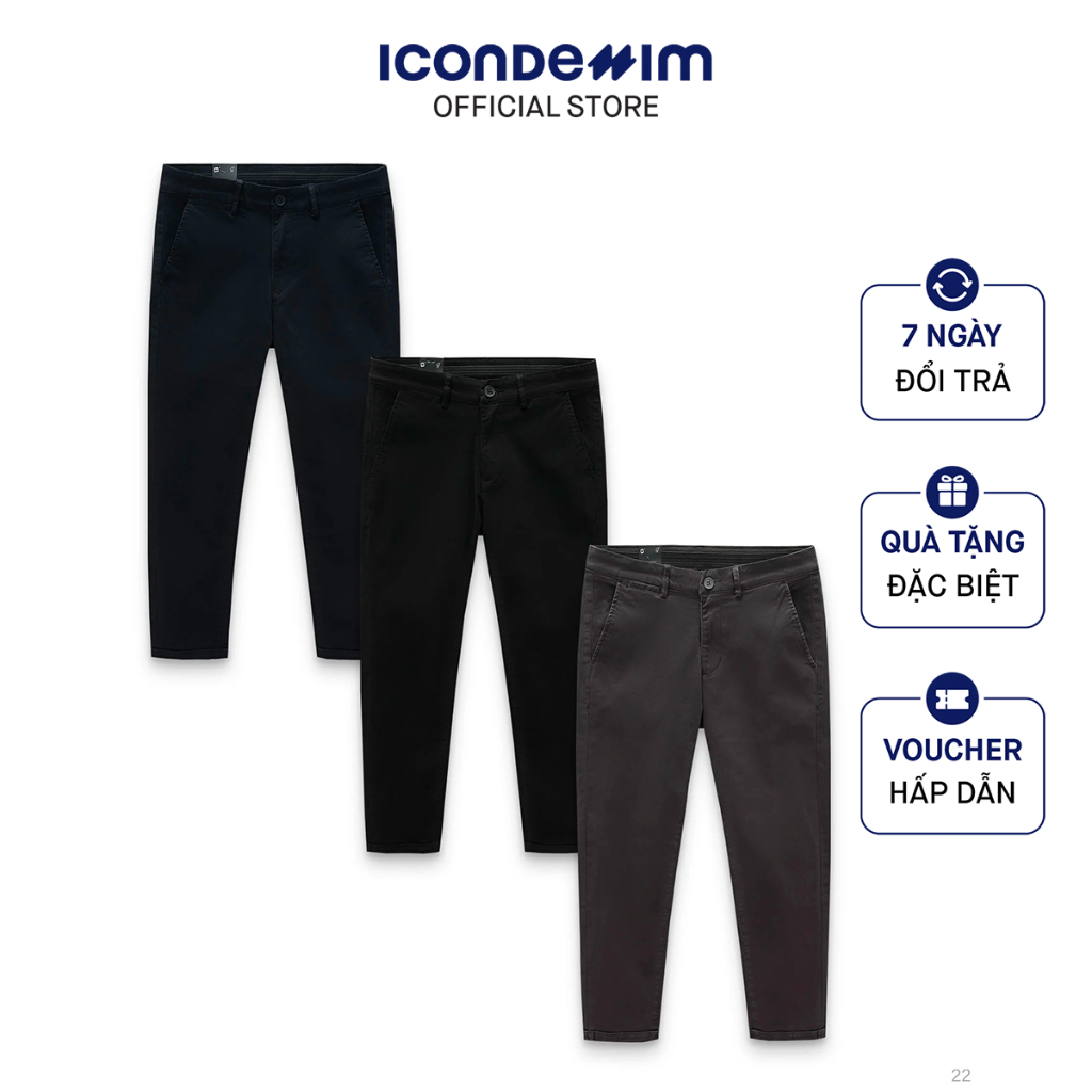 [Mã FADEP2212 giảm 10k đơn từ 99k] Quần Kaki Nam ICONDENIM Slim Fit Basic QKID0022