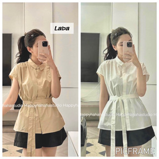 Áo Sơmi Gu Tay Liên Đai Eo 2 Mầu Siêu Xinh Có Video Ảnh Thật