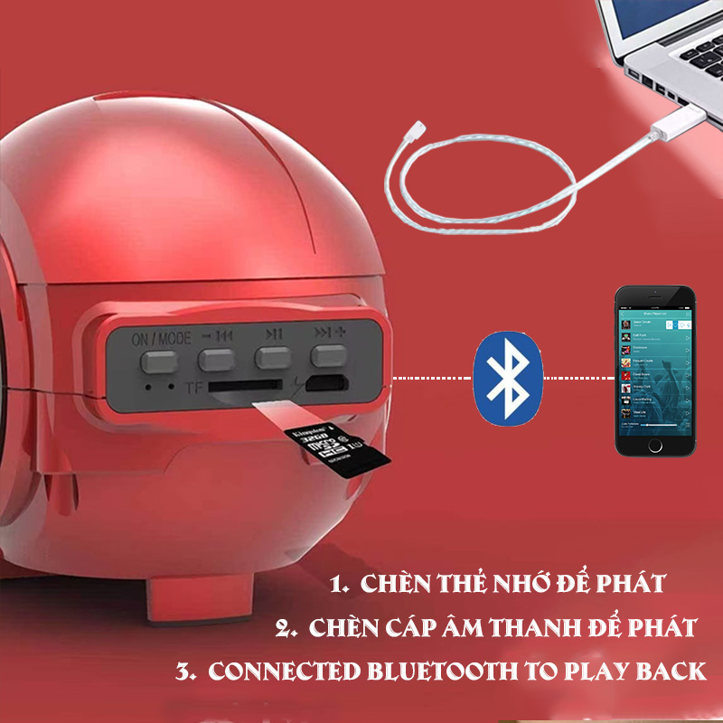 Loa Bluetooth Mini, Kết nối không dây điện thoại di động, kết nối có dây máy tính và TV, thẻ nhớ cắm vào phát lại