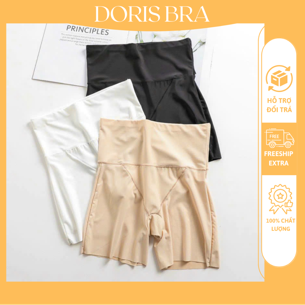 Quần lót DORIS, Quần mặc trong váy Qv190, quần bảo hộ su trơn thoáng mát, cạp cao gen bụng chống lộ viền
