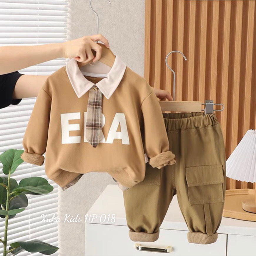 1SALE 3485_Bộ thu đông ERA 10-20kg chất da cá thiết kế thiết kế cổ trụ kèm calavat_thoitrangbeyeu J&B kids