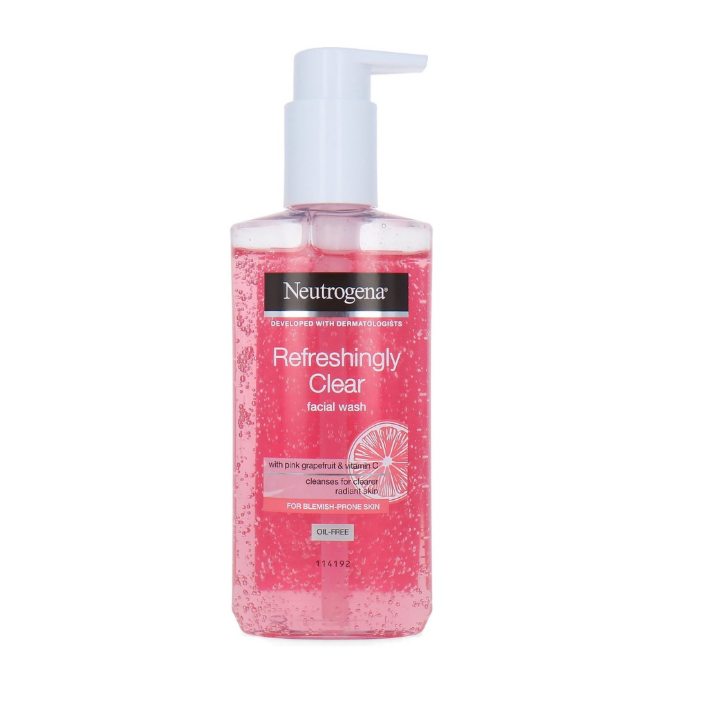 Sữa Rửa Mặt Neutrogena Refreshingly Clear Daily Exfoliator 200ml - Bưởi Hồng cho da mụn sạch sâu và sáng mịn