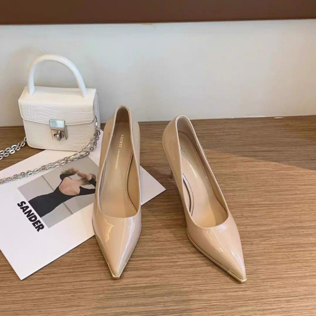Giày cao gót công sở da bóng gót cao 7 phân  23116