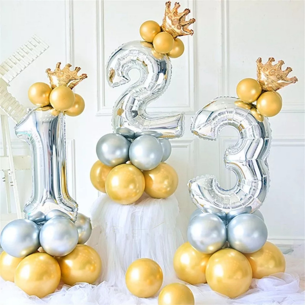 MIỄN SHIP)Bong bóng số tuổi sinh nhật màu trắng size Đại cao 70 cm,trang trí sinh nhật tiệc tùng,chụp ảnh