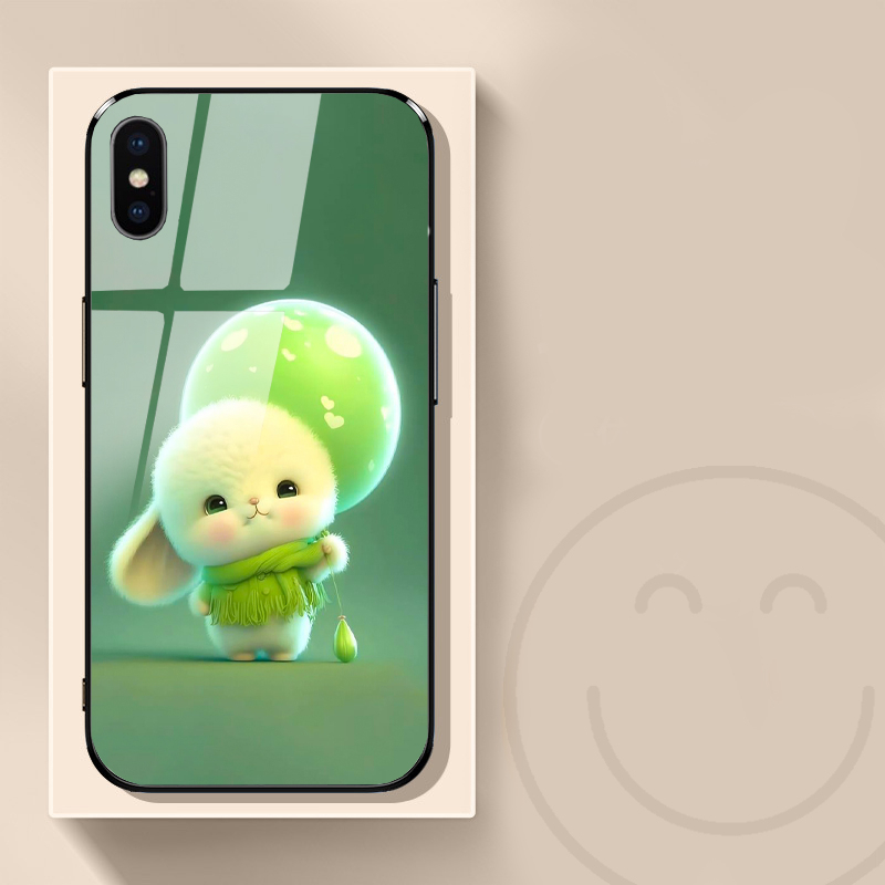 Ốp Điện Thoại Mặt Kính In Hình Thỏ ngọc baby 14 13 12 11 Pro Max X XS XR 6 6s plus 7 8 plus lưng kính k627