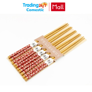 Bộ 5 đũa mẫu hoa đỏ hàng chuẩn Nhật - Kokubo