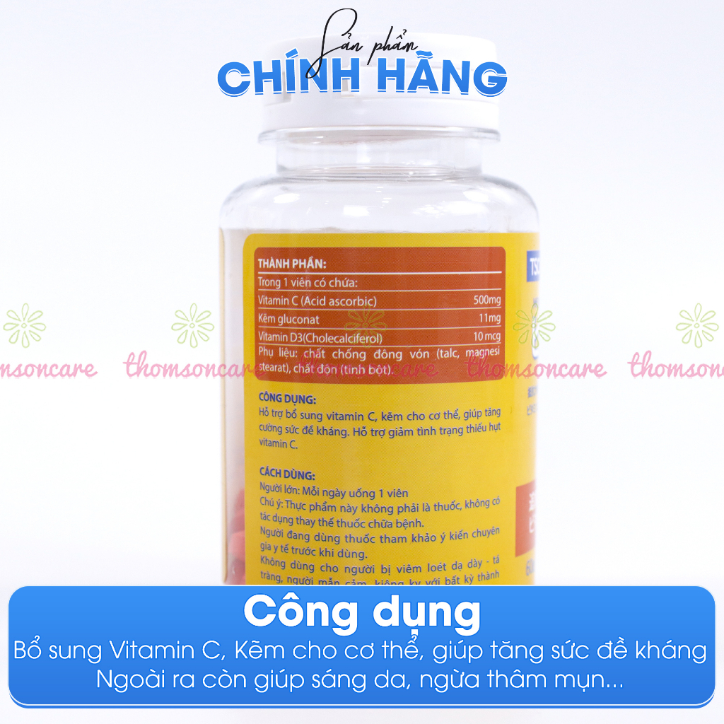 Combo L Cystine 60v và Vitamin C có kẽm 60v giúp trắng da, cho người bị mụn vitamin c dhc lcystine