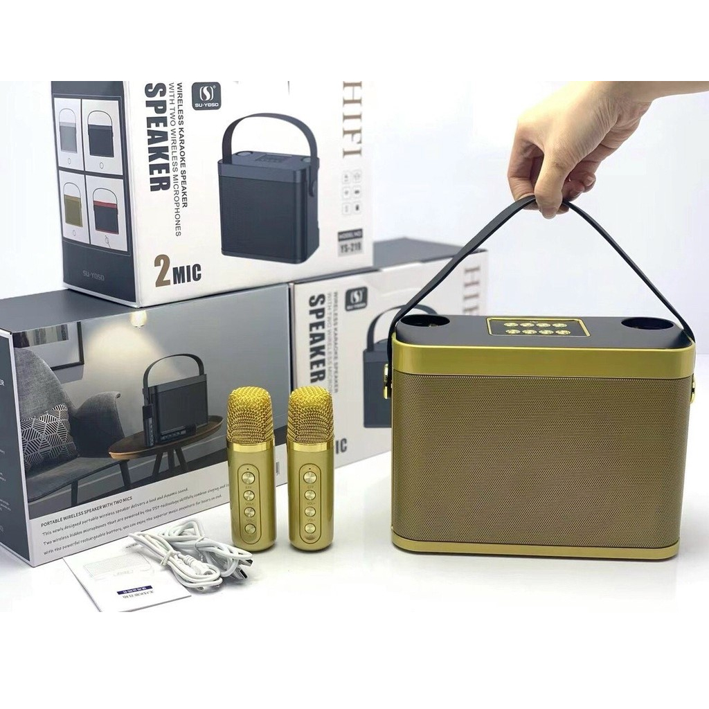 Loa Bluetooth Hát Karaoke YS-219 Tặng Kèm 2 Mic Nghe Nhạc Cực Đã Âm Bass Cực Mạnh Loa Bluetooth Mini Bảo Hành 12 Tháng
