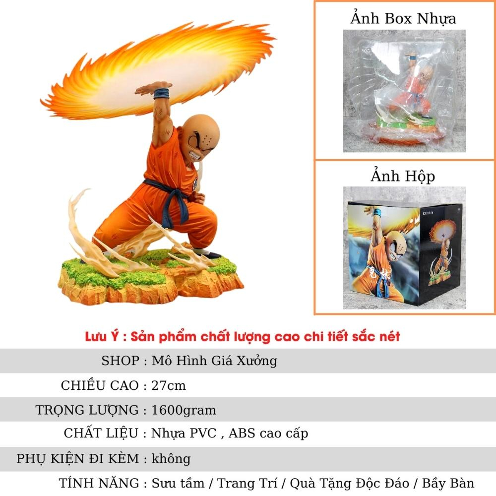 Mô Hình DragonBall Earth Krillin sử dụng Lưỡi Cưa Khí - Cao 27cm - rộng 24cm - nặng 1kg6 + FULL BOX + có 1 đầu thay thế