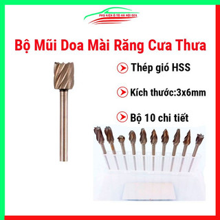 Bộ mũi doa mài hợp kim răng cưa thưa mài kim loại và gỗ 3x6mm