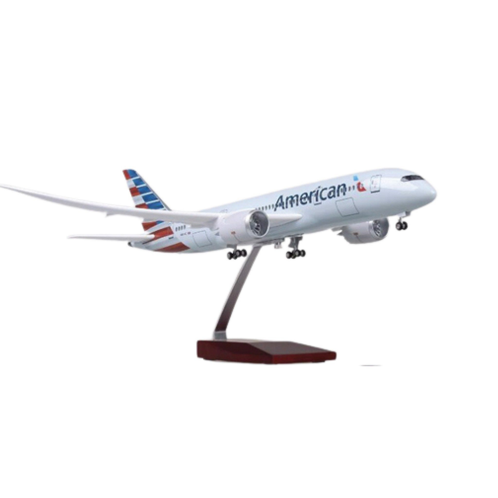 Mô hình máy bay American Boeing B787 47cm 1:130 có đèn led tự động theo tiếng vỗ tay hoặc chạm MB47008