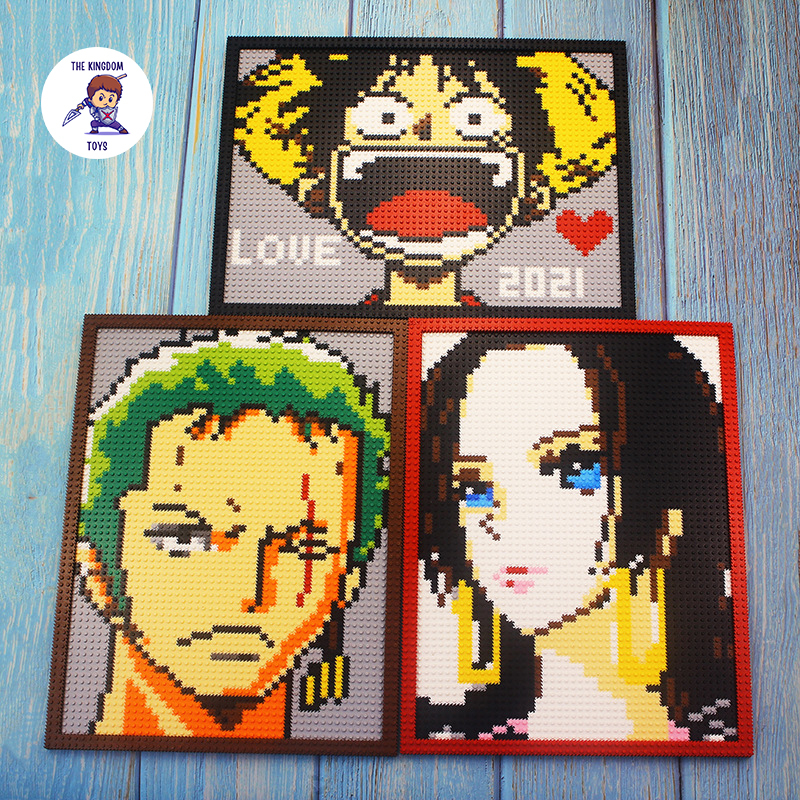 Đồ Chơi Lắp Ráp LINKGO Mô Hình Tranh Nhân Vật Luffy, Zoro, Boa, Sasuke, Kakashi Trong One Piece, Naruto, Đảo Hải Tặc