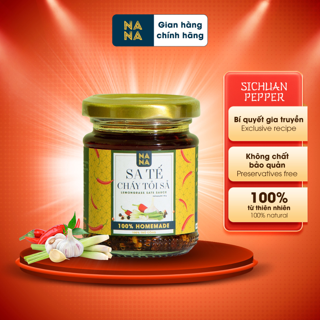 Sa tế cháy tỏi sả - cay the tiêu tứ xuyên Nanafoods 120gr - 100% homemade