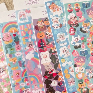 Zanmo tấm hình dán sticker gấu kim tuyến lấp lánh decor toploader