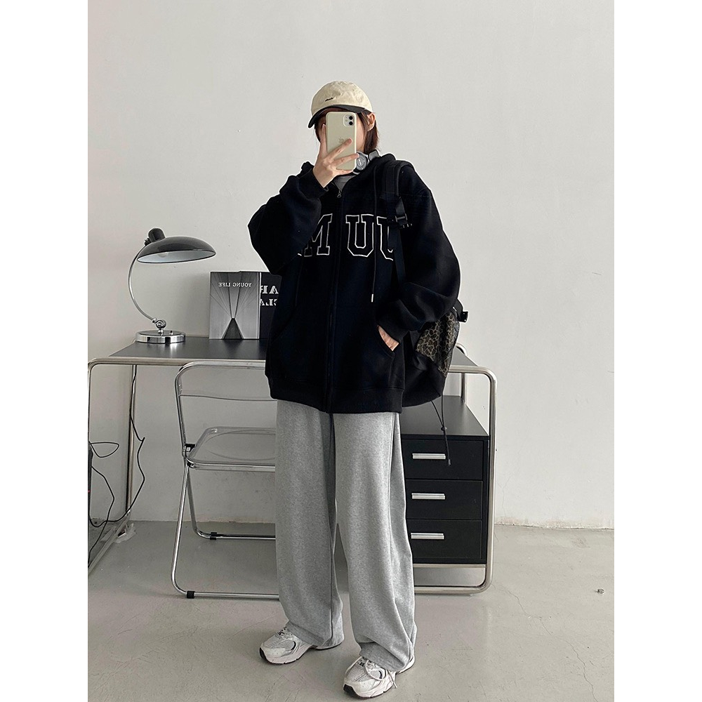 Áo hoodie zip nỉ mặc đôi nam nữ kiểu trơn basic form rộng mặc khoác ngoài ulzzang DELIZ | BigBuy360 - bigbuy360.vn