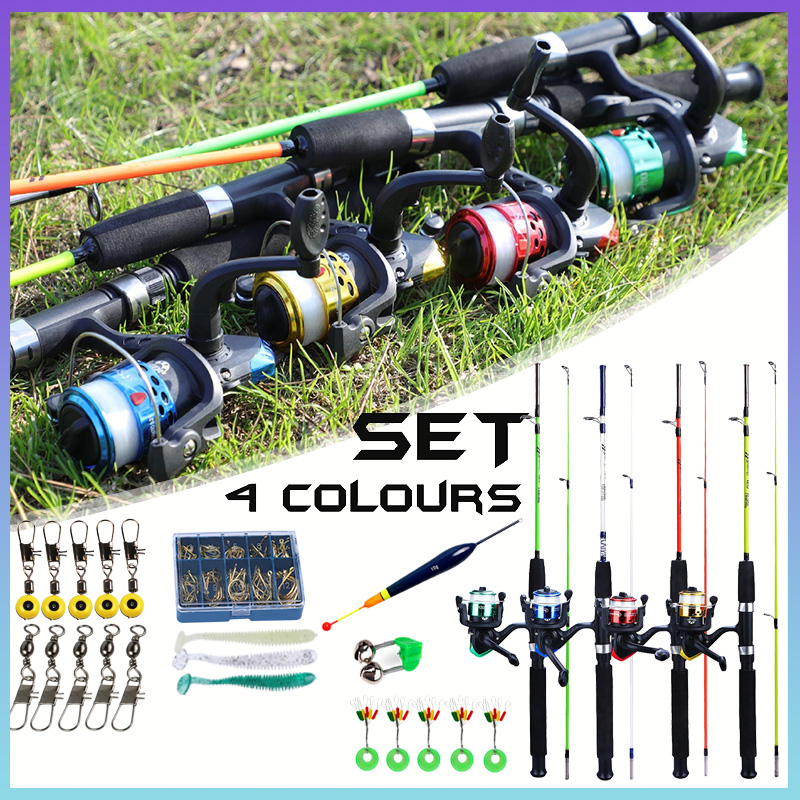 Combo Cần Câu Cá 2 Phần Cần Câu 1.2/1.8M+một máy câu cá+Dây Câu Cá+Hộp mồi Thích hợp cho nước ngọt/nước muối đánh bắt cá