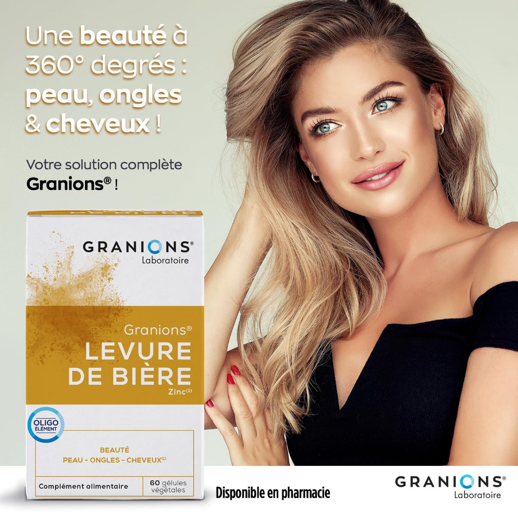 Men bia hữu cơ hỗ trợ đẹp da Granions Levure De Biere Zinc 60v