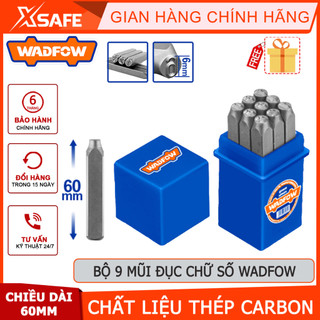 Bộ 9 mũi đục chữ số wadfow chiều cao chữ số 3-6mm, chiều dài 60mm, gồm 0-9 đục - chính hãng