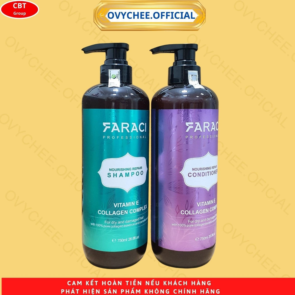 ComBo Dầu Gội Dầu Xả FARACI 750ml phục hồi mềm mượt kiềm dầu, sạch gàu ngăn gẫy rụng tóc an toàn |ovychee.official