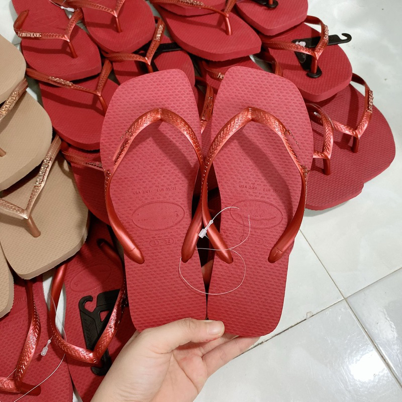 HVN Dép Tông Nữ Đế Vuông Logo Tag Sắt Mẫu 2024