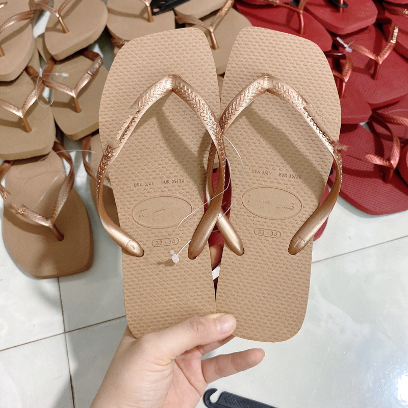 HVN Dép Tông Nữ Đế Vuông Logo Tag Sắt Mẫu 2024