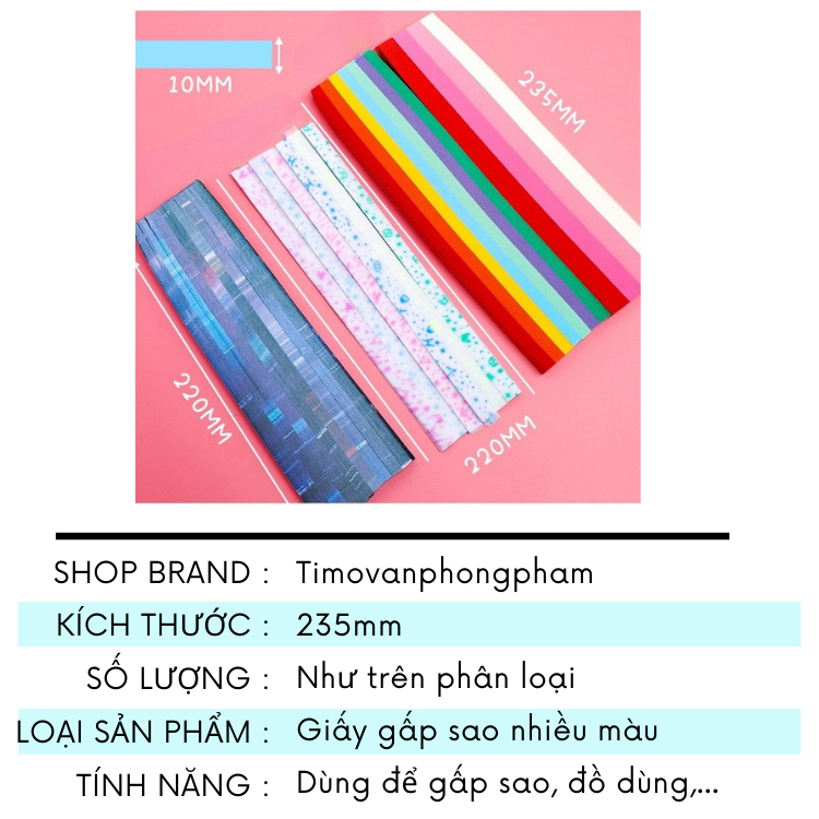 Giấy Gấp Ngôi Sao 1000 Tờ Origami Hạc Thủ Công Nhiều Màu Quà Handmade QT40