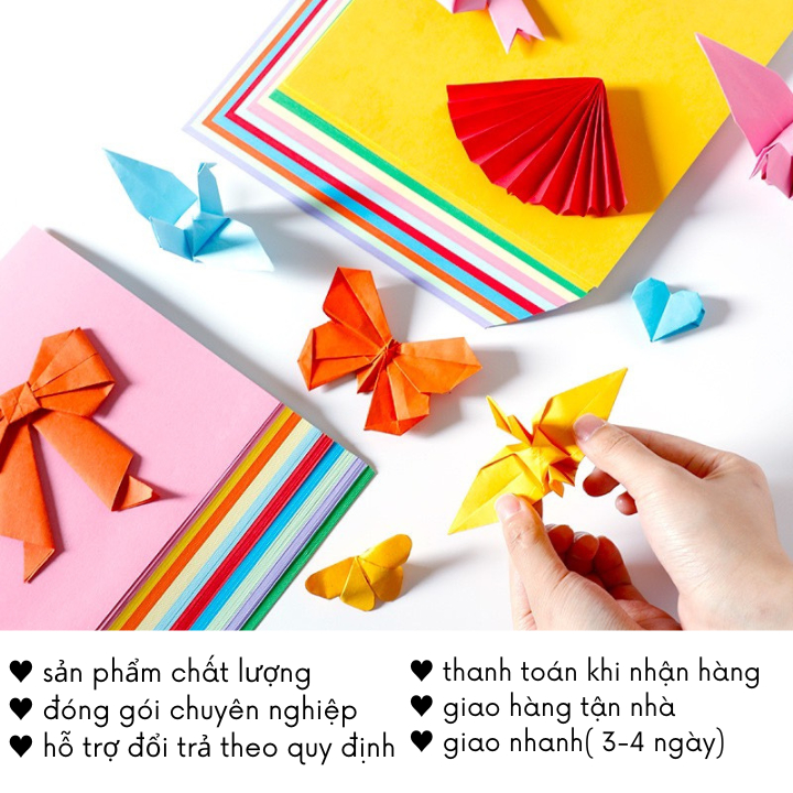Giấy Gấp Origami Hạc Sao Thủ Công Nhiều Màu Pastel Quà Handmade QT12