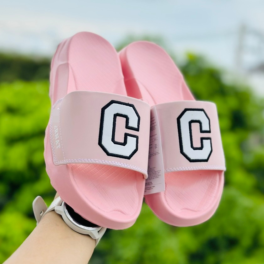 Dép chữ C ❤️FREESHIP + HỘP❤️ thể thao quai ngang nam nữ đế độn 4cm có tem mác C full hồng