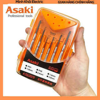 Bộ tô vít Asaki AK-9076, bộ tô vít đa năng ak-9076, hộp tua vít 6 món asaki, bộ tuốc nơ vít sửa đồng hồ 6 chi tiết