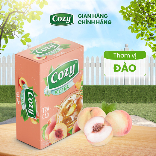 Trà Đào Hoà Tan Cozy Ice Tea (16 gói x 15gr) Thức Uống Giải Khát Thanh Nhiệt Tươi Mát