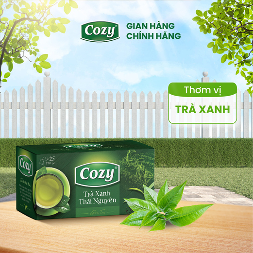 Trà Xanh Thái Nguyên túi lọc Cozy (25 túi lọc x 2g) - Thức uống giúp tỉnh táo giải nhiệt