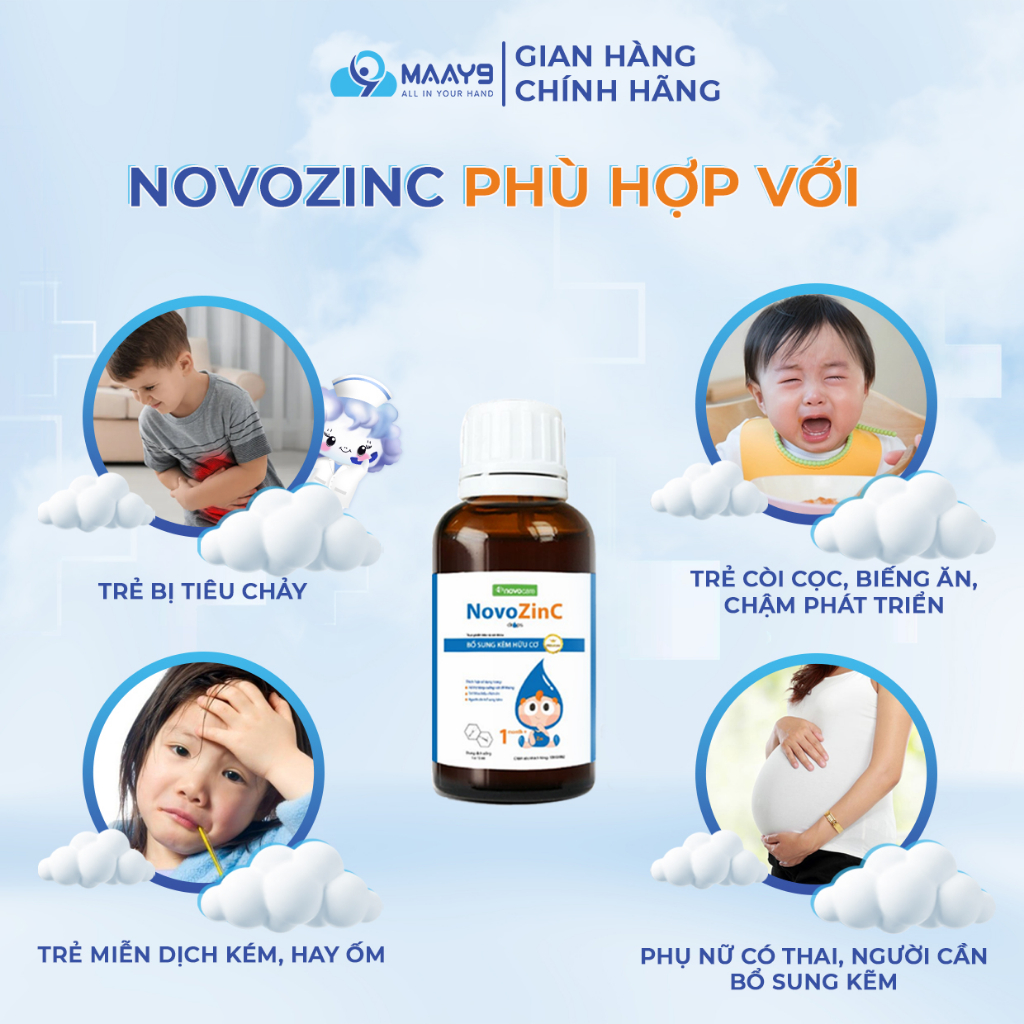 Thực phẩm bổ sung kẽm Novocare NovoZinC drops cho bé giảm tiêu chảy, tăng đề kháng, ăn ngon miệng 15ml