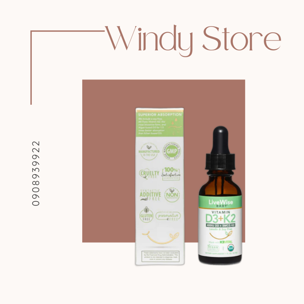 Vitamin D3K2 LiveWise Baby cho bé từ sơ sinh