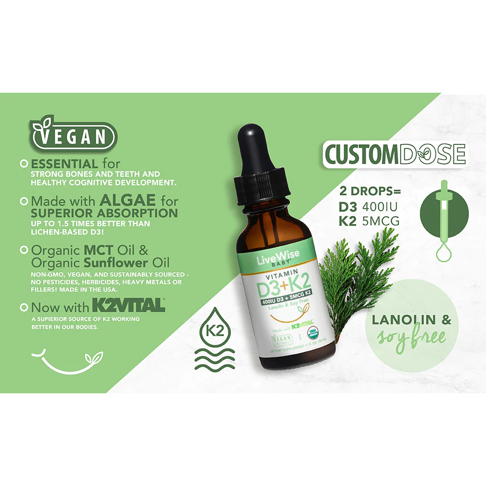 Vitamin D3K2 LiveWise Baby cho bé từ sơ sinh
