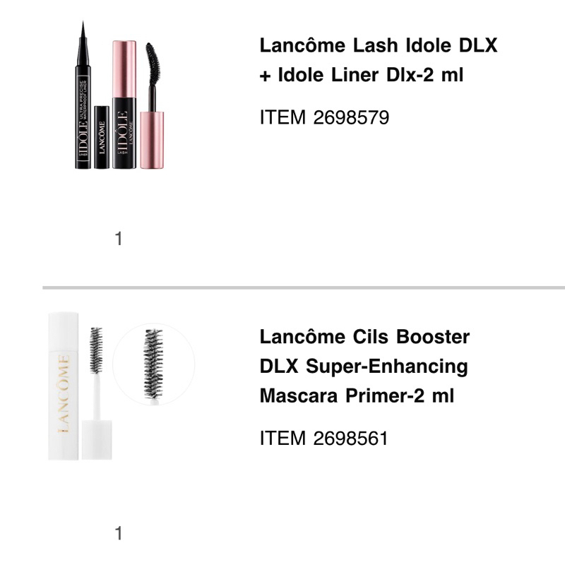 Set 3 món eyeliner, mascara, mascara lót Lancome mini