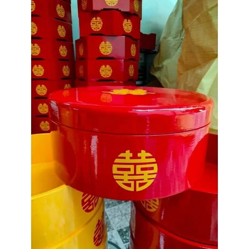 Tráp xin dâu hình tròn kích thước 25cm phục vụ tráp mâm quả cưới hỏi