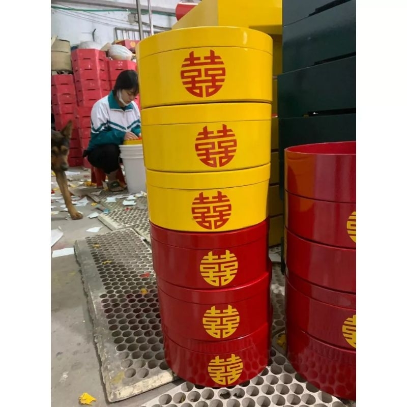 Tráp xin dâu hình tròn kích thước 25cm phục vụ tráp mâm quả cưới hỏi