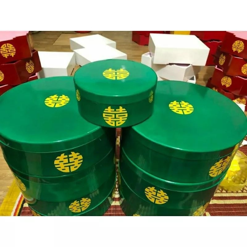 Tráp xin dâu hình tròn kích thước 25cm phục vụ tráp mâm quả cưới hỏi