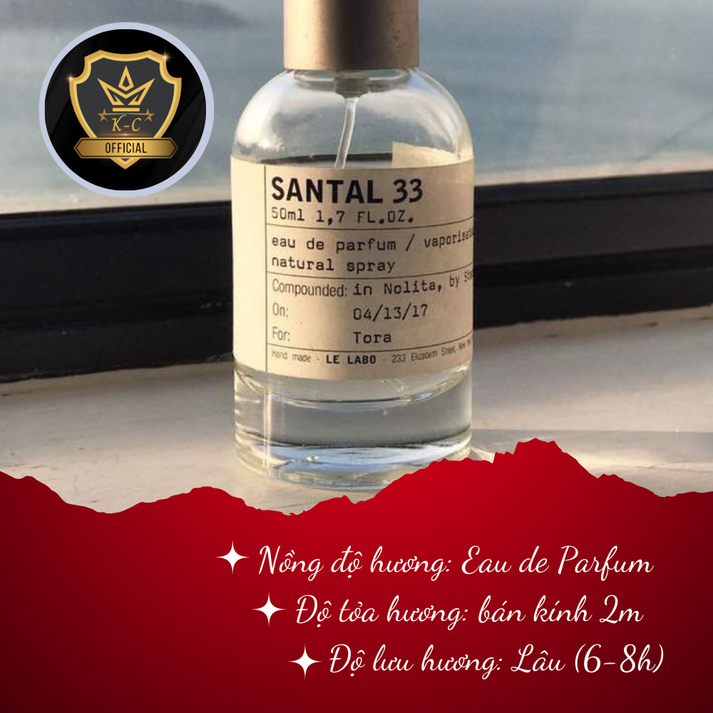 Nước Hoa Nam Nữ Le Labo Santal 33. Nước Hoa chiết 10ml Hương thơm của gỗ đàn hương nhẹ nhàng và lôi cuốn