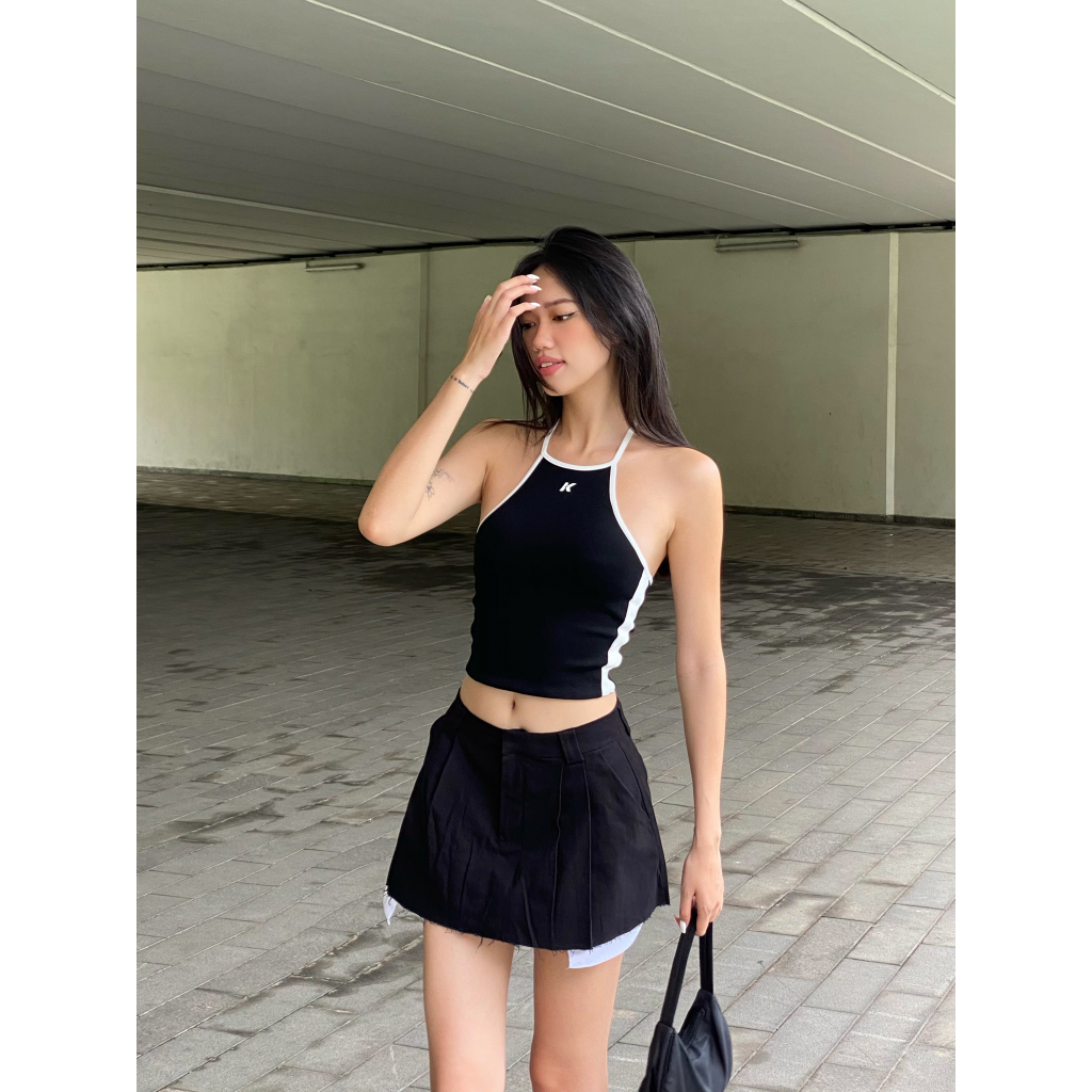 Áo yếm croptop The Kim có mút ngực cao cấp , áo thun yếm 2 dây cotton hai lớp A215