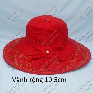 Nón tai bèo rộng vành vải kaki dành cho nữ nơ hoa nổi hợp thời trang, mũ tai bèo vải chống nắng dành cho nữ nơ hoa đẹp